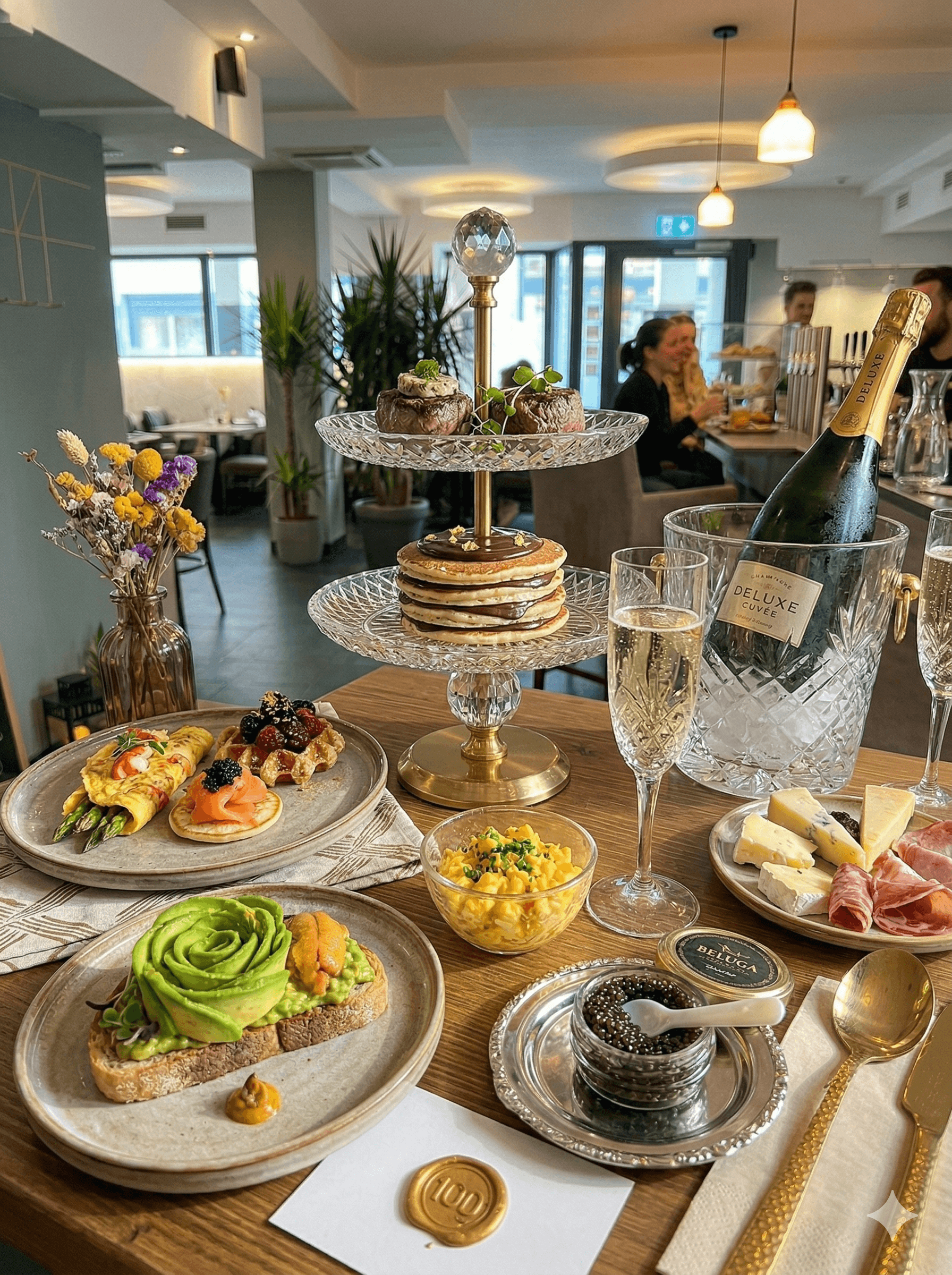 Deluxe Frühstück mit Champagner und Kaviar